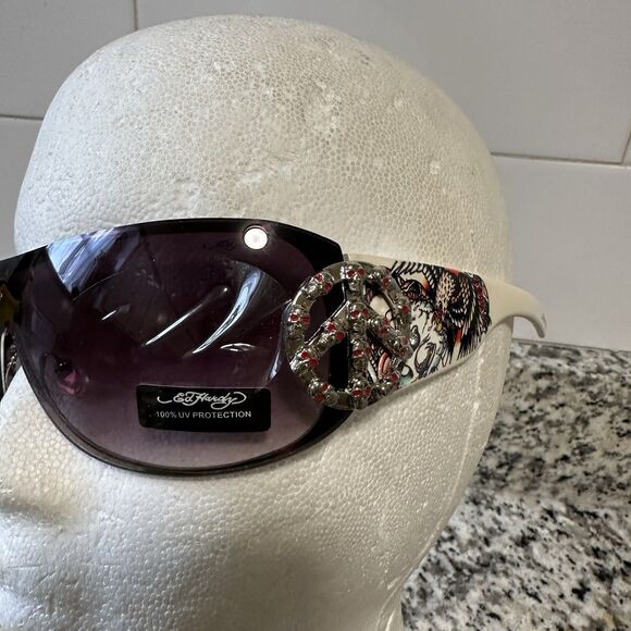 Ed Hardy  Vintage Y2K White Sunglasses Skulls  EHS 038 Glasses & Cloth New main image 4